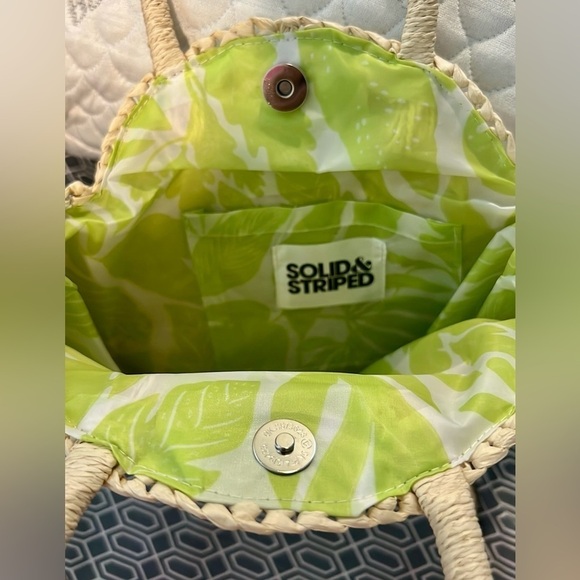 Solid & Striped, Summer Ivory/Lime Woven Satchel,Shoulder Strap/Handbag,EUC - Picture 3 of 14